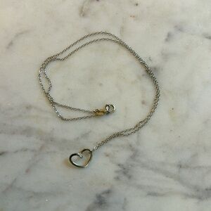 Sterling Silver Small Heart Shaped Outline Pendant on Sterling Silver Chain